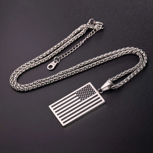 316L stainless steel military flag necklace